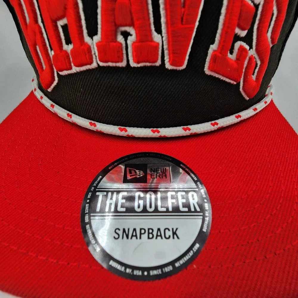 Atlanta Braves‎ Golfer Hat New Era Throwback Mesh Snapback Black Red Cap NEW